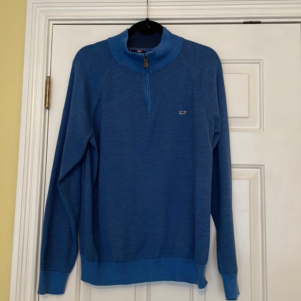 Vineyard Vines Blue Striped Zip Sweater